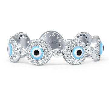Round Halo Evil Eye Ring